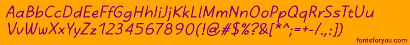 KasihBoldItalic-Schriftart – Violette Schriften auf orangefarbenem Hintergrund