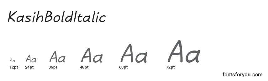 Размеры шрифта KasihBoldItalic