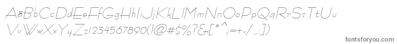 RamoseOblique-fontti – harmaat kirjasimet valkoisella taustalla