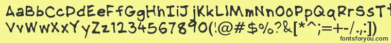 Fonte NipcensHandwritingRegular – fontes pretas em um fundo amarelo
