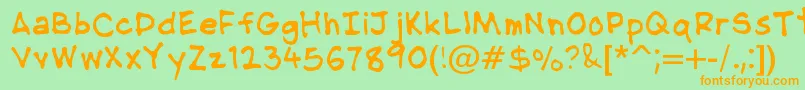 フォントNipcensHandwritingRegular – オレンジの文字が緑の背景にあります。