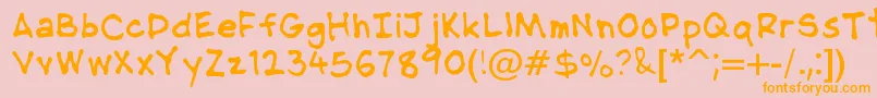 フォントNipcensHandwritingRegular – オレンジの文字がピンクの背景にあります。