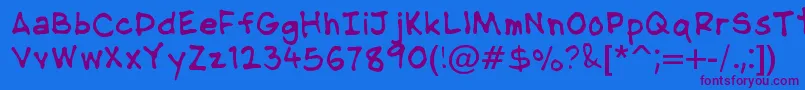 NipcensHandwritingRegular-Schriftart – Violette Schriften auf blauem Hintergrund