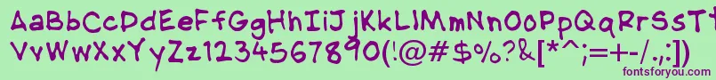 NipcensHandwritingRegular Font – Purple Fonts on Green Background