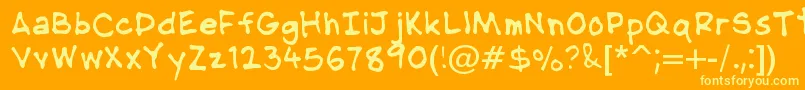 Więcej informacji o czcionce NipcensHandwritingRegular Czcionka NipcensHandwritingRegular – żółte czcionki na pomarańczowym tle