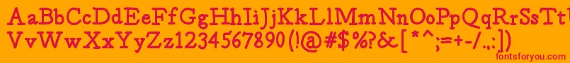 Postage-Schriftart – Rote Schriften auf orangefarbenem Hintergrund