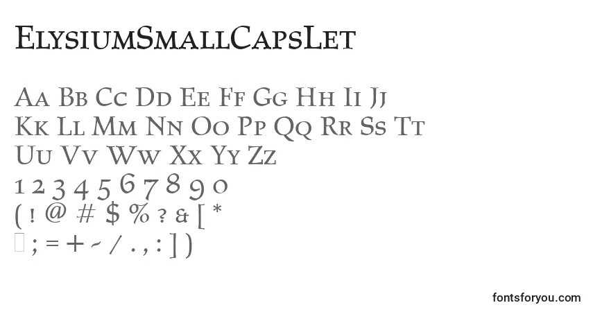 A fonte ElysiumSmallCapsLet – alfabeto, números, caracteres especiais
