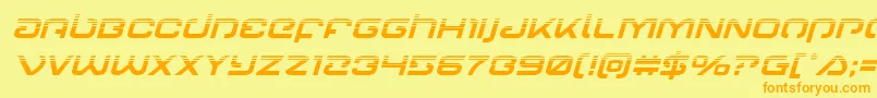 フォントGunrunnerhalfital – オレンジの文字が黄色の背景にあります。