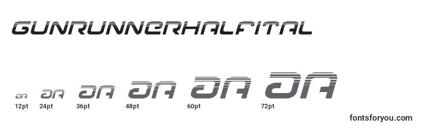 Размеры шрифта Gunrunnerhalfital