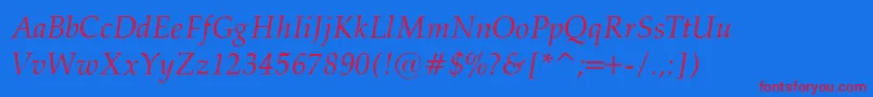 PalatinoNormalItalicRegular Font – Red Fonts on Blue Background