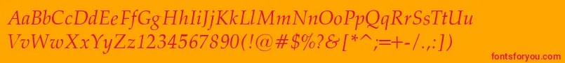PalatinoNormalItalicRegular Font – Red Fonts on Orange Background