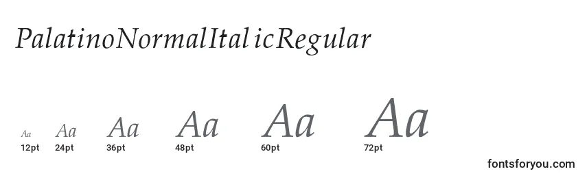 PalatinoNormalItalicRegular Font Sizes