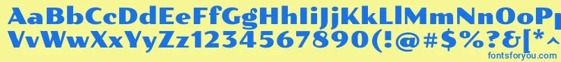 Pollerone Font – Blue Fonts on Yellow Background