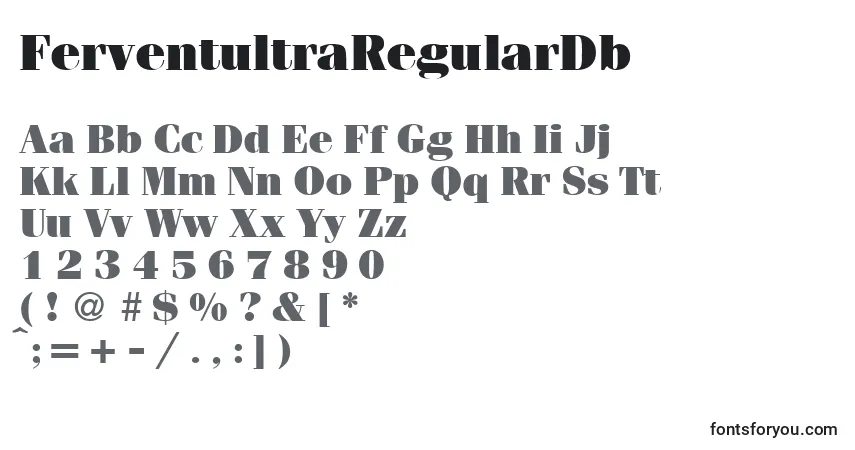 Schriftart FerventultraRegularDb – Alphabet, Zahlen, spezielle Symbole