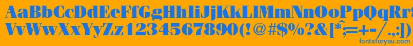 FerventultraRegularDb-Schriftart – Blaue Schriften auf orangefarbenem Hintergrund