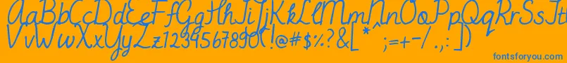 Więcej informacji o czcionce DjbMissJayneAire Czcionka DjbMissJayneAire – niebieskie czcionki na pomarańczowym tle