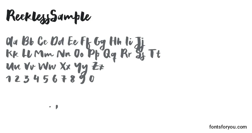 Шрифт RecklessSample – алфавит, цифры, специальные символы
