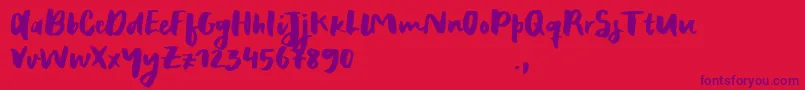 Fonte RecklessSample – fontes roxas em um fundo vermelho