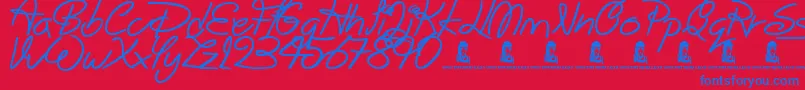 フォントBigWinks – 赤い背景に青い文字