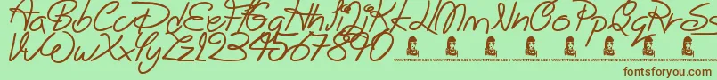 BigWinks-Schriftart – Braune Schriften auf grünem Hintergrund
