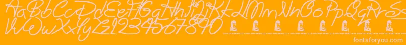 BigWinks-fontti – vaaleanpunaiset fontit oranssilla taustalla