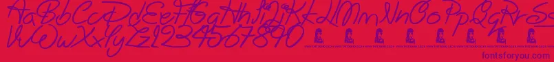 BigWinks-fontti – violetit fontit punaisella taustalla