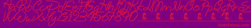 フォントBigWinks – 紫の背景に赤い文字