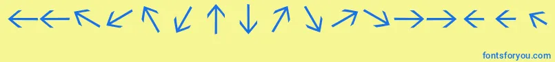 Więcej informacji o czcionce Sebastianarrrowstexttext Czcionka Sebastianarrrowstexttext – niebieskie czcionki na żółtym tle