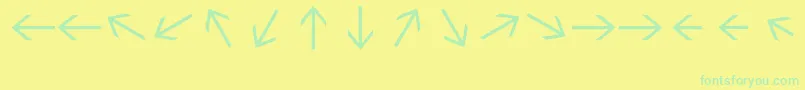 Sebastianarrrowstexttext Font – Green Fonts on Yellow Background