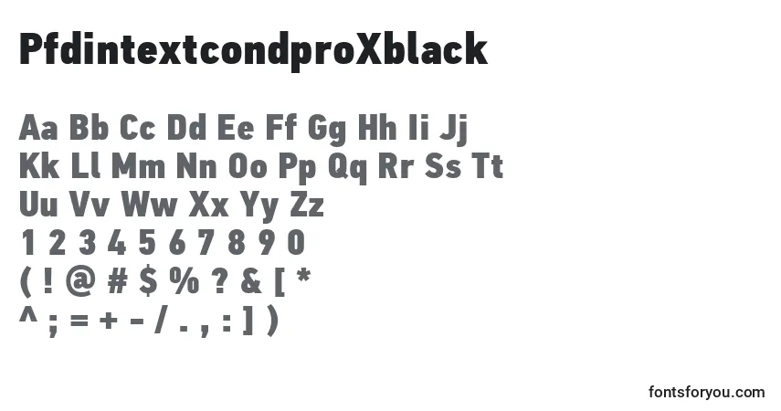 A fonte PfdintextcondproXblack – alfabeto, números, caracteres especiais