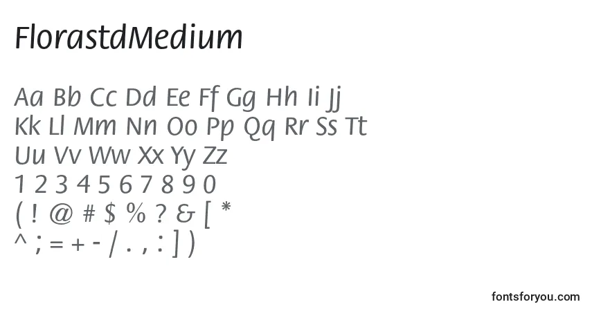 A fonte FlorastdMedium – alfabeto, números, caracteres especiais