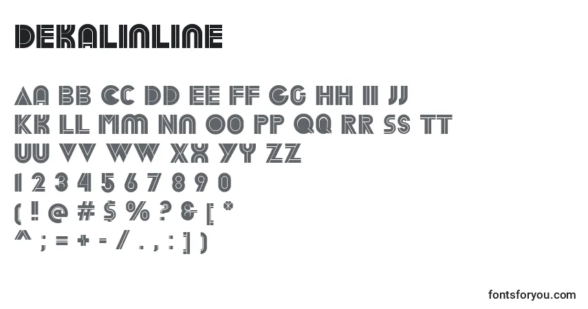 DekalInline-fontti – aakkoset, numerot, erikoismerkit