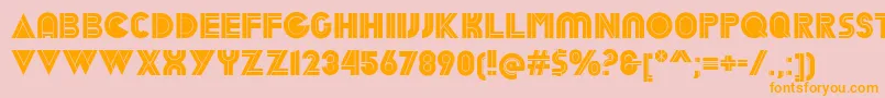 フォントDekalInline – オレンジの文字がピンクの背景にあります。