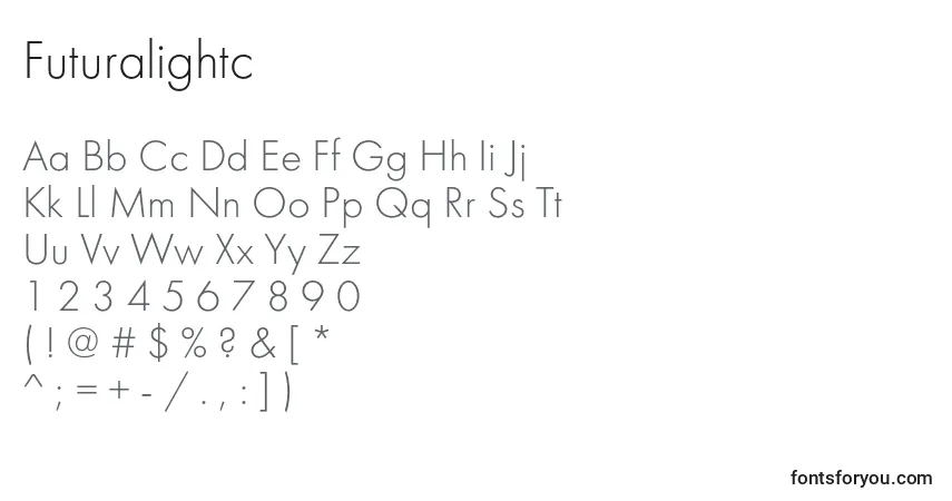 Futuralightc-fontti – aakkoset, numerot, erikoismerkit