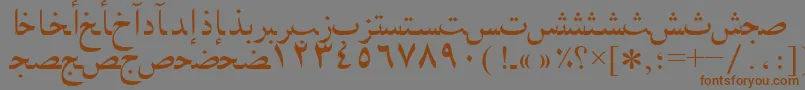 フォントArabicnaskhssk – 茶色の文字が灰色の背景にあります。