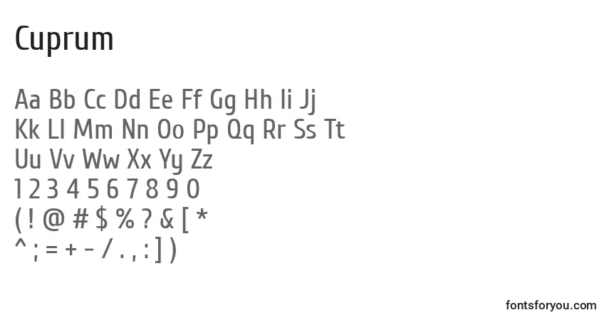 characters of cuprum font, letter of cuprum font, alphabet of  cuprum font
