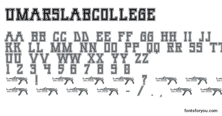 Czcionka UmarSlabCollege – alfabet, cyfry, specjalne znaki