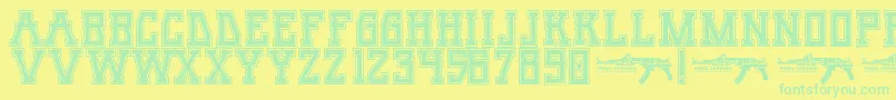 UmarSlabCollege-Schriftart – Grüne Schriften auf gelbem Hintergrund