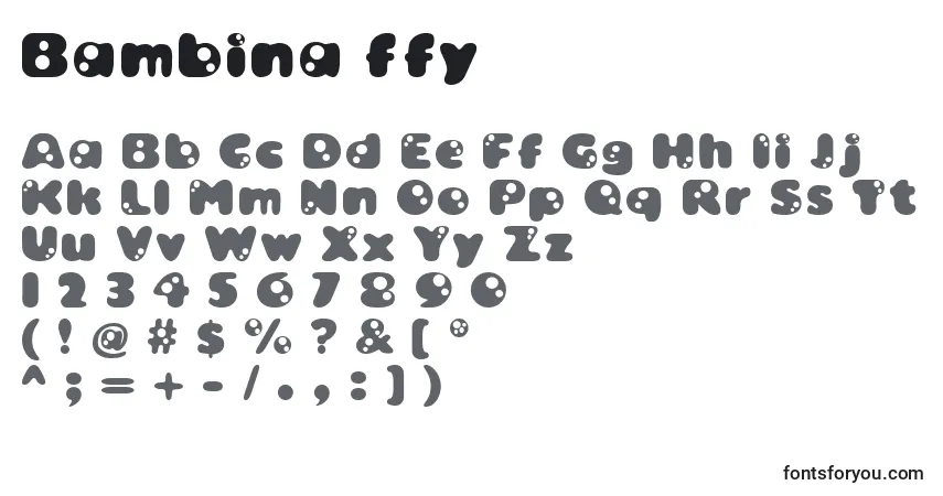 Czcionka Bambina ffy – alfabet, cyfry, specjalne znaki