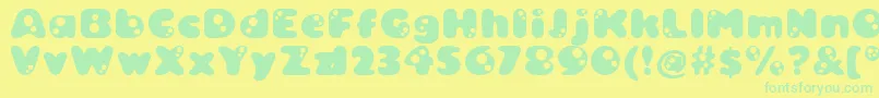 Fonte Bambina ffy – fontes verdes em um fundo amarelo