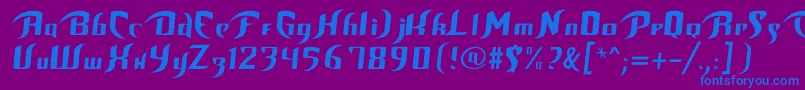 フォントBop – 紫色の背景に青い文字