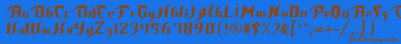 フォントBop – 茶色の文字が青い背景にあります。