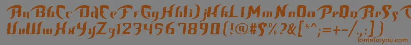 フォントBop – 茶色の文字が灰色の背景にあります。