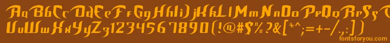 フォントBop – オレンジ色の文字が茶色の背景にあります。