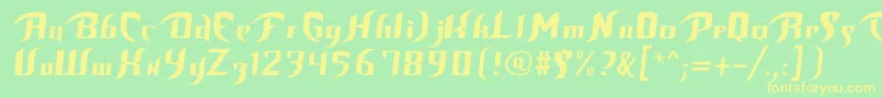 フォントBop – 黄色の文字が緑の背景にあります