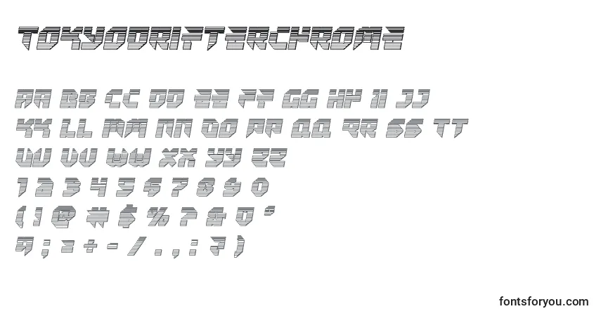 Schriftart Tokyodrifterchrome – Alphabet, Zahlen, spezielle Symbole