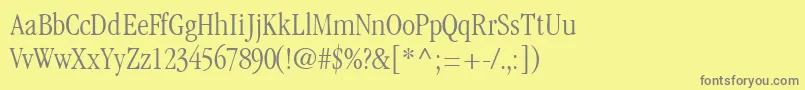 GaramondlightcondsskRegular-fontti – harmaat kirjasimet keltaisella taustalla