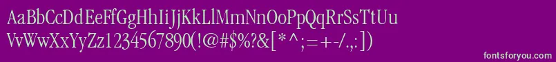 GaramondlightcondsskRegular-fontti – vihreät fontit violetilla taustalla