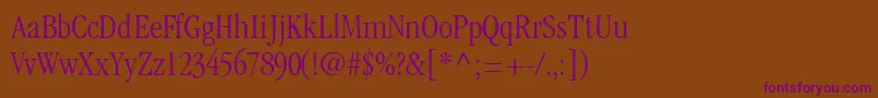 GaramondlightcondsskRegular-fontti – violetit fontit ruskealla taustalla