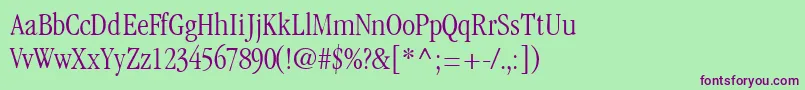Шрифт GaramondlightcondsskRegular – фиолетовые шрифты на зелёном фоне